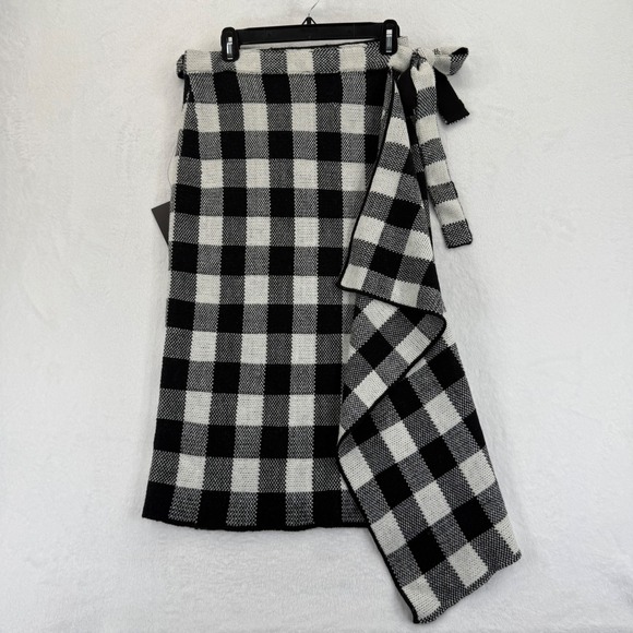 Pomander Place Black White Gingham Knit Wrap Skirt Women's Size M - Picture 1 of 9